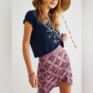 Free People She’s Something Else Printed Mini Skirt In Smokey Lilac. NWT XS